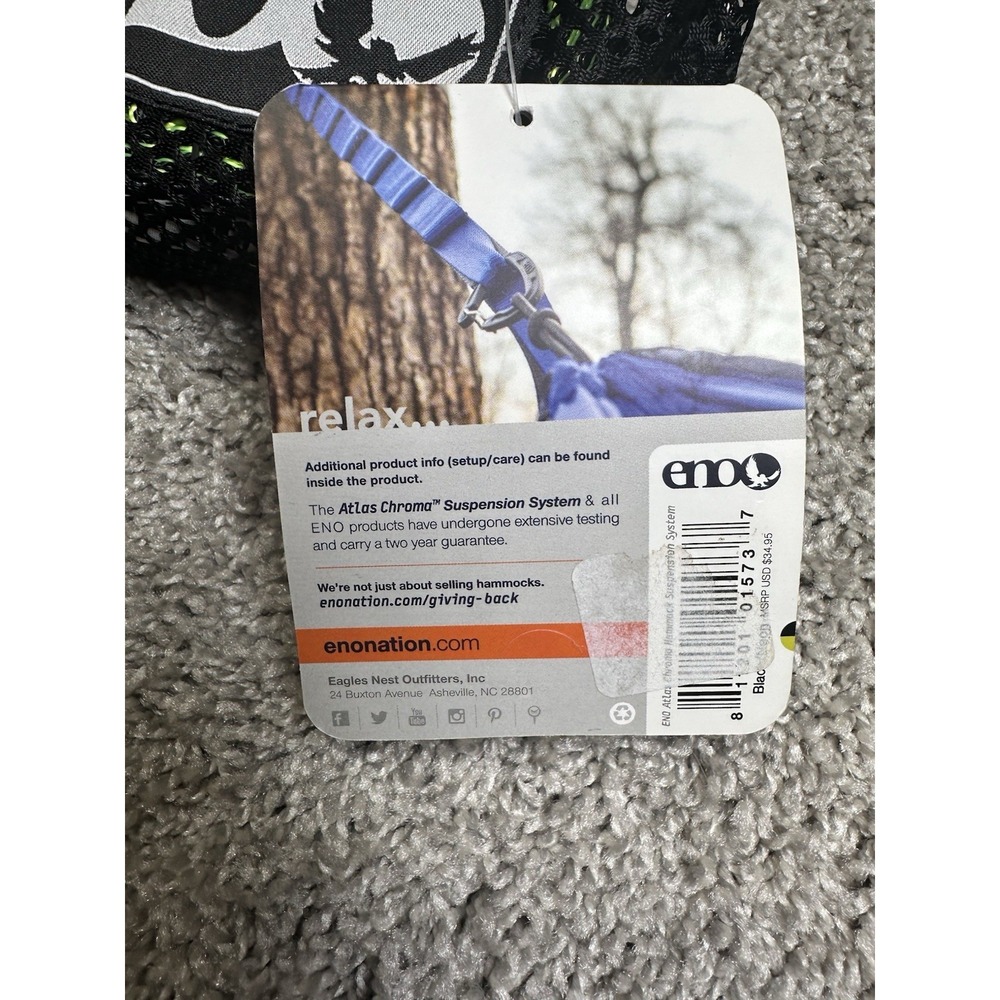 ENO Atlas Chroma Hammock Suspension Straps Tree Friendly 400lb New - Picture 7 of 7